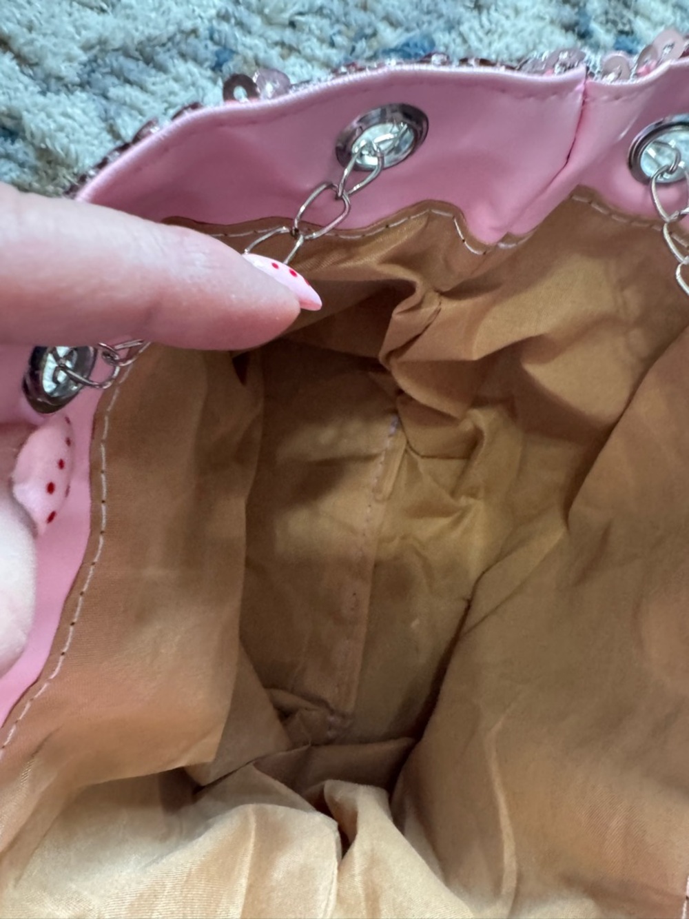 Pink Sequin Chain-Handle Tote Bag - Picture 3 of 7